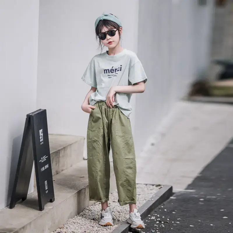 Girls Loose Straight Pants Medium Large Spring Summer Casual Pants - Image 8