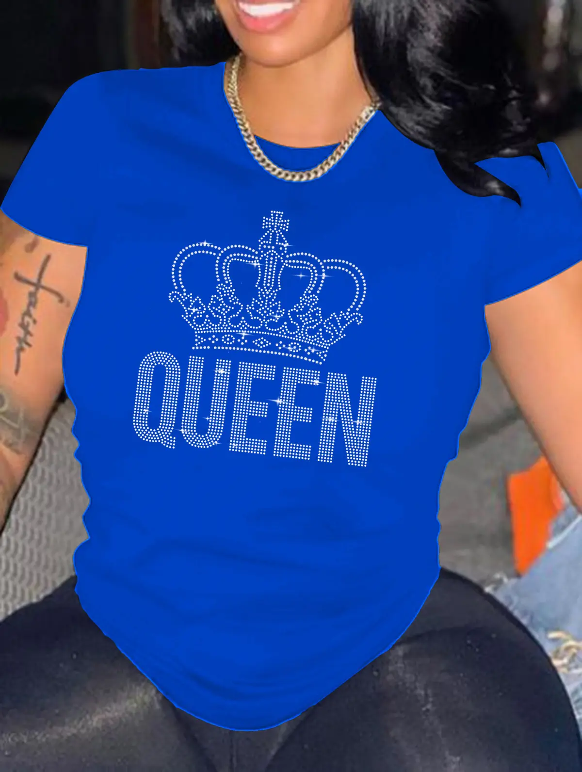 Black New Crown Rhinestone T-Shirt - Image 2