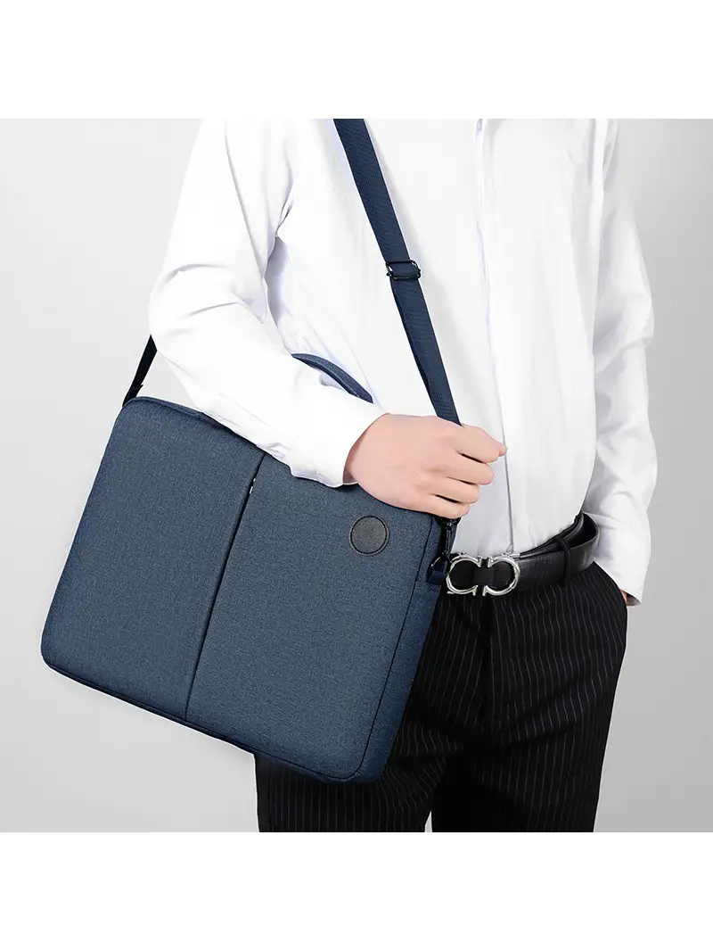 Men's Black Business Shoulder Bag Large Computer Bag