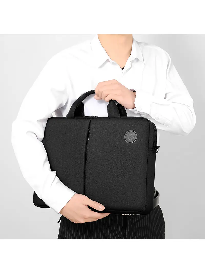 Men's Black Business Shoulder Bag Large Computer Bag