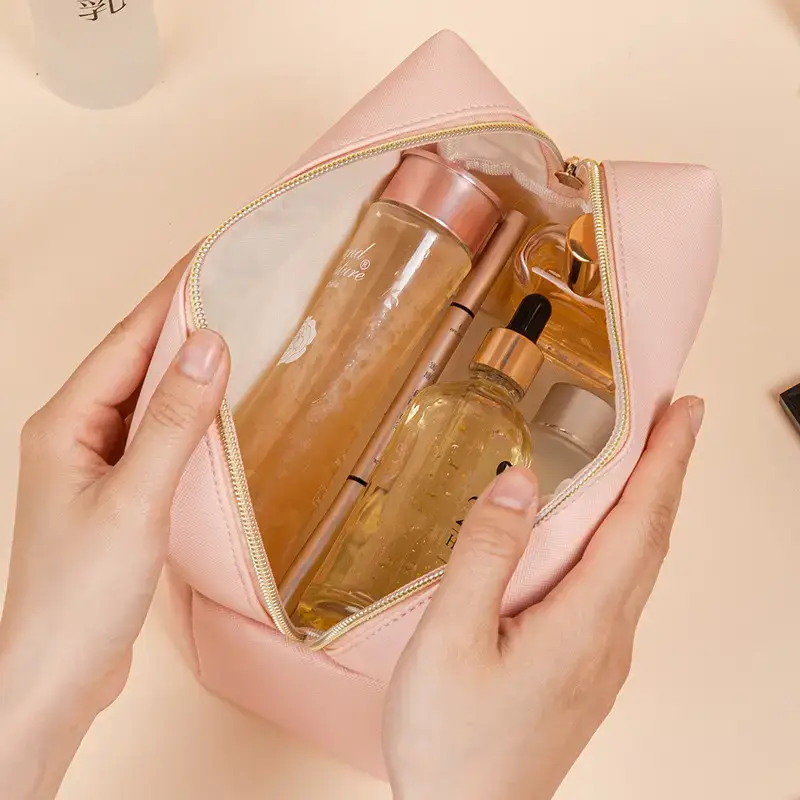 Women's Pink Octagonal Travel Cosmetic Bag - Image 18