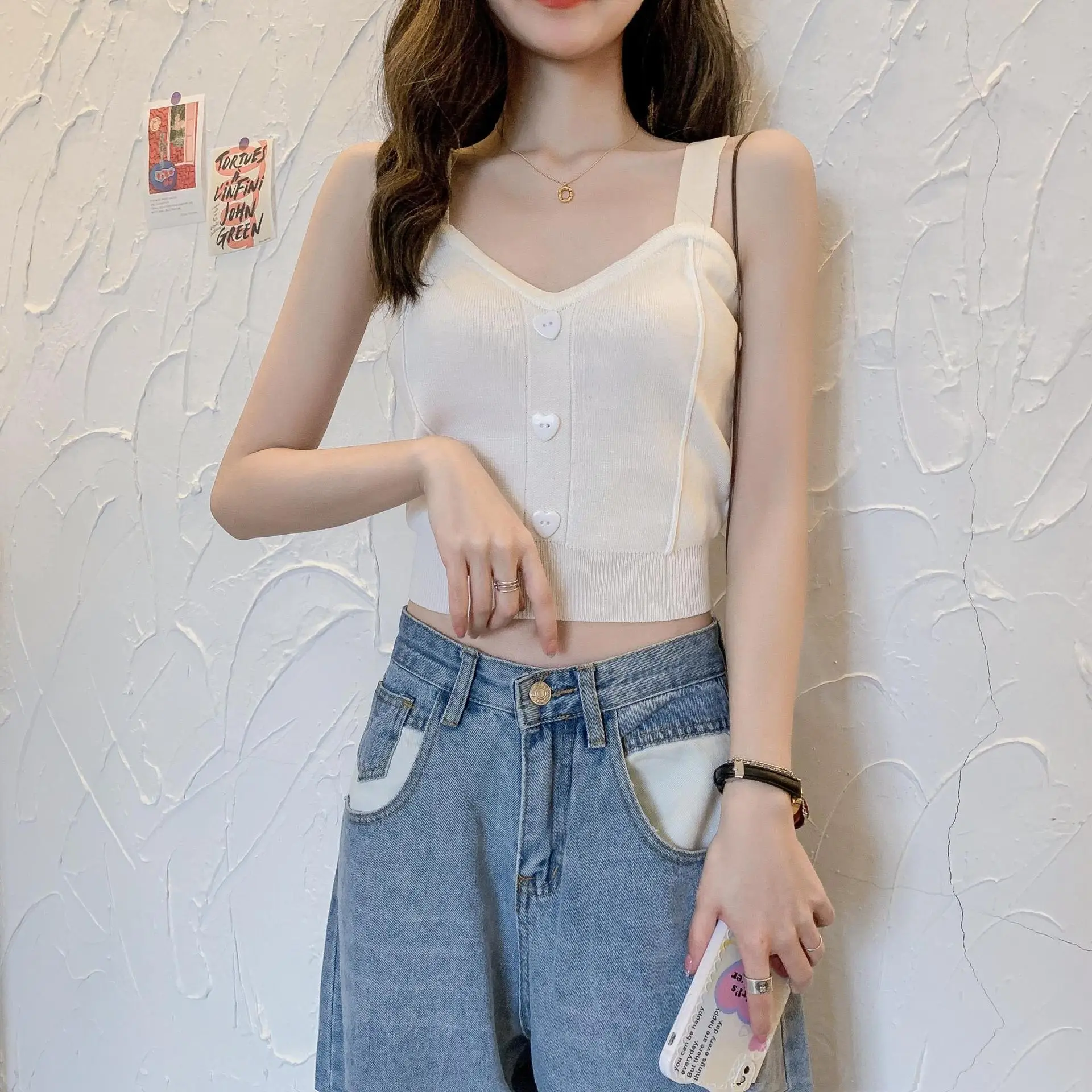 Pink Knitted Camisole for Women Slim Fit - Image 9