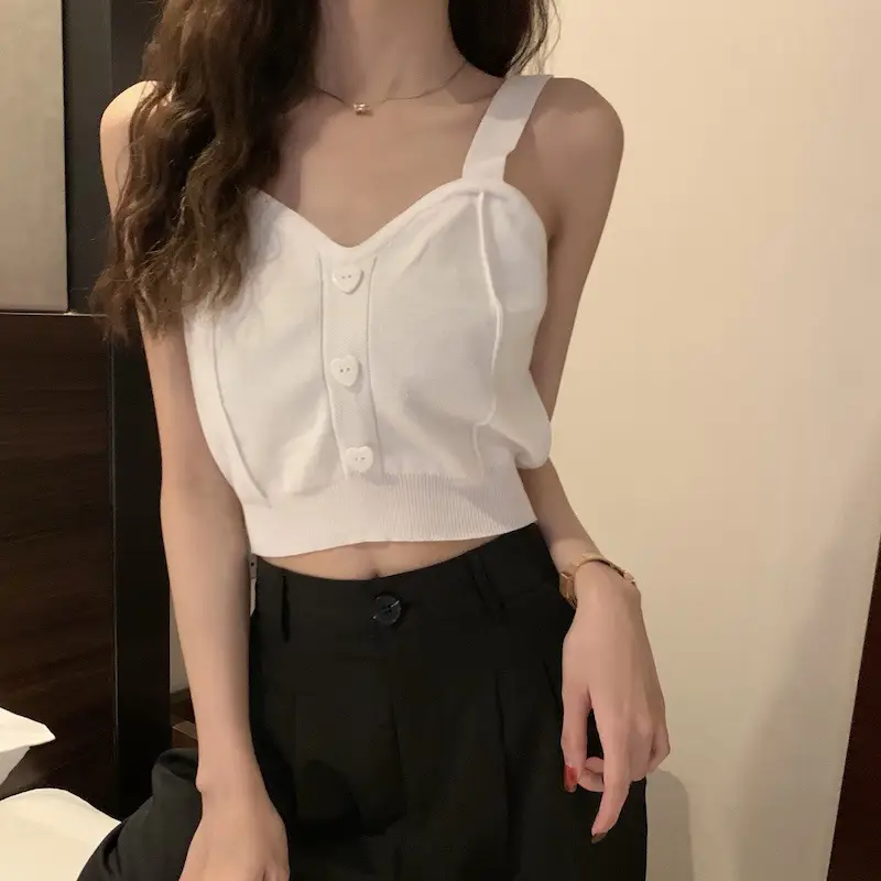 Pink Knitted Camisole for Women Slim Fit — feature 12