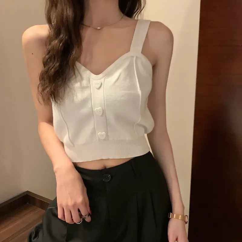 Pink Knitted Camisole for Women Slim Fit — feature 13
