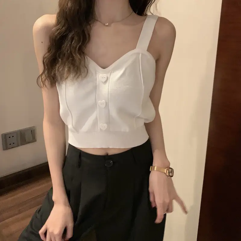 Pink Knitted Camisole for Women Slim Fit — feature 14