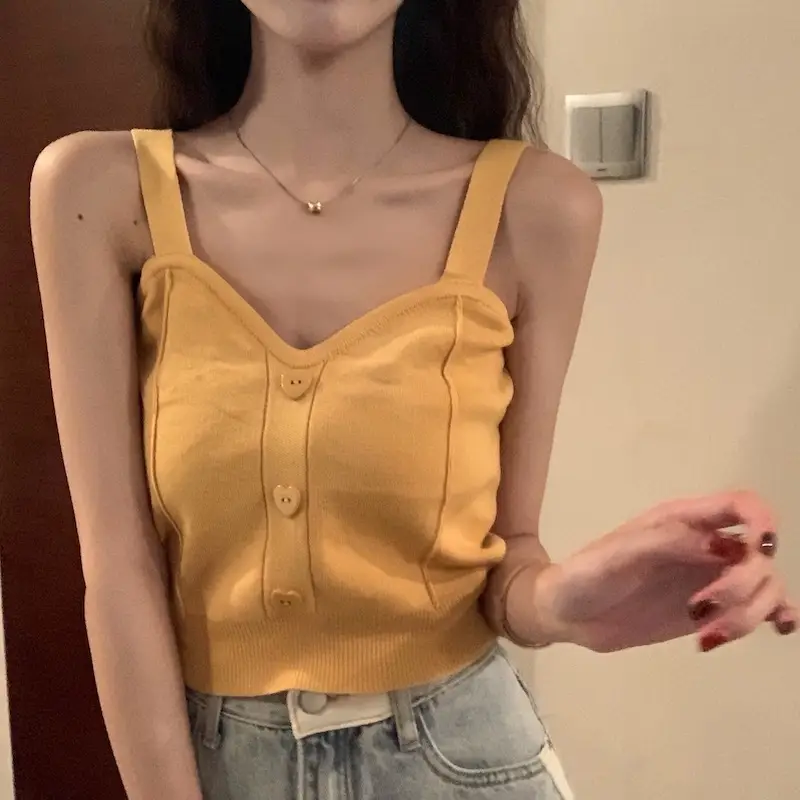 Pink Knitted Camisole for Women Slim Fit — feature 15