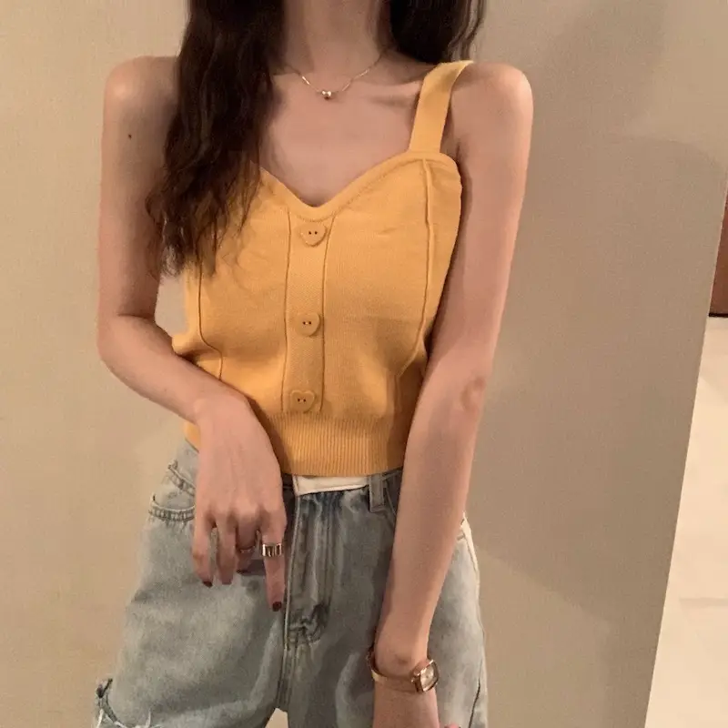 Pink Knitted Camisole for Women Slim Fit — feature 17
