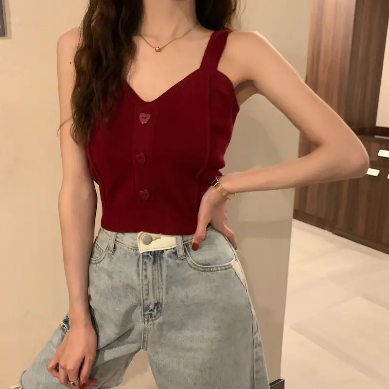 Pink Knitted Camisole for Women Slim Fit — feature 20