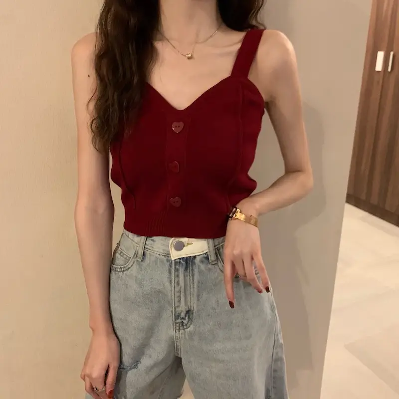 Pink Knitted Camisole for Women Slim Fit — feature 21