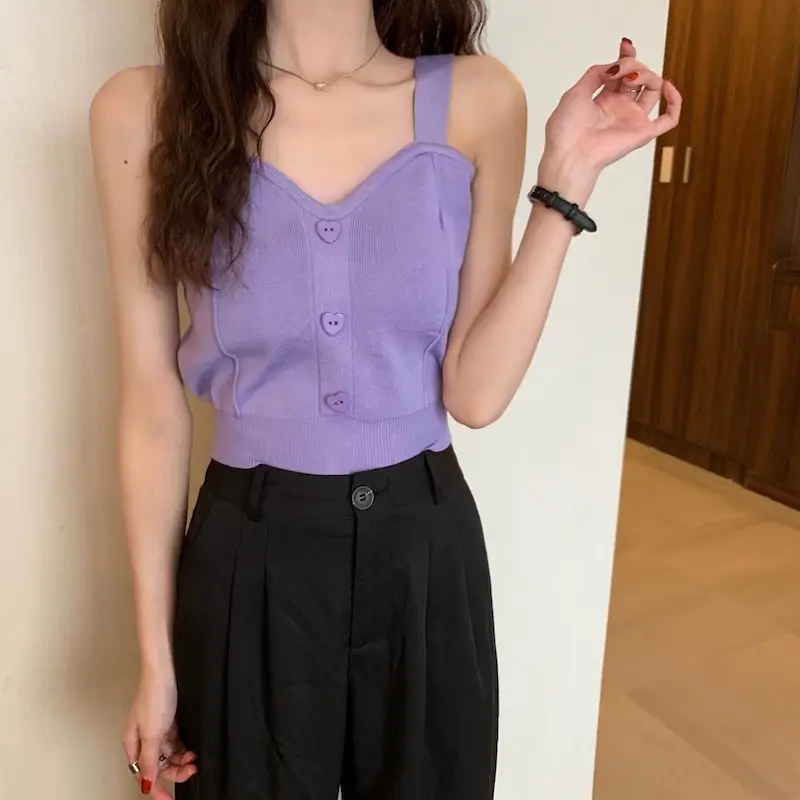 Pink Knitted Camisole for Women Slim Fit — feature 4