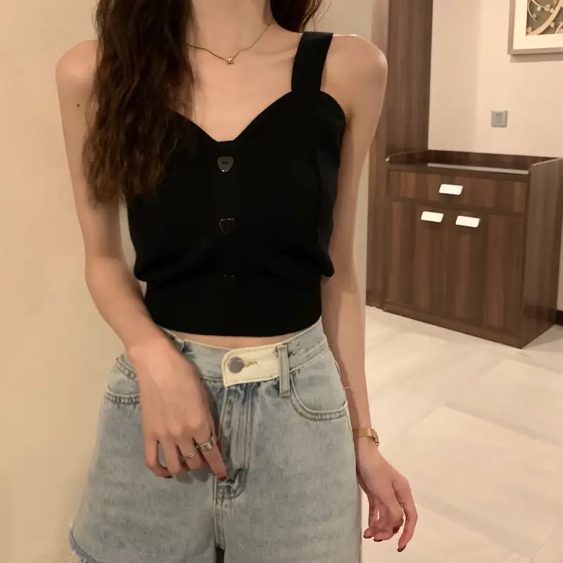 Pink Knitted Camisole for Women Slim Fit — feature 5