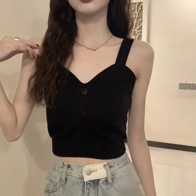 Pink Knitted Camisole for Women Slim Fit — feature 6