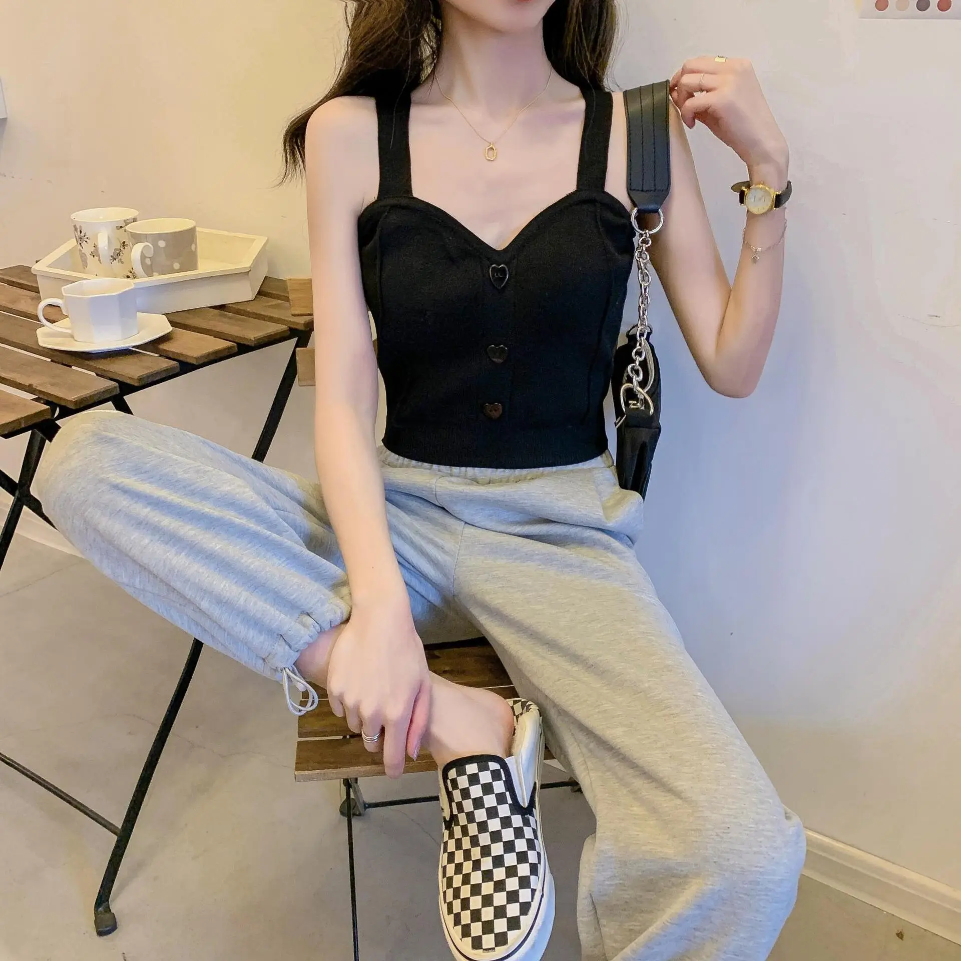 Pink Knitted Camisole for Women Slim Fit - Image 5