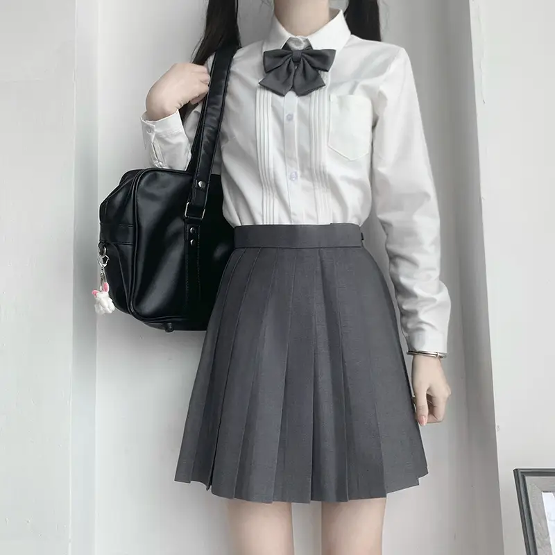 2022 Black Pleated Skirt with Bow Shirt Set - Image 11