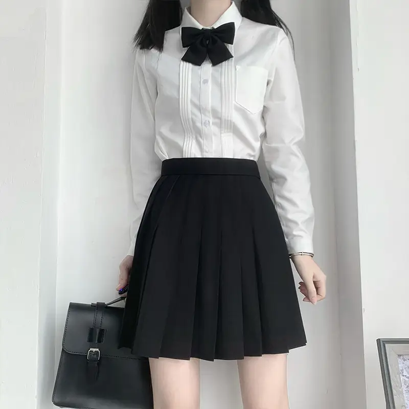 2022 Black Pleated Skirt with Bow Shirt Set - Image 12