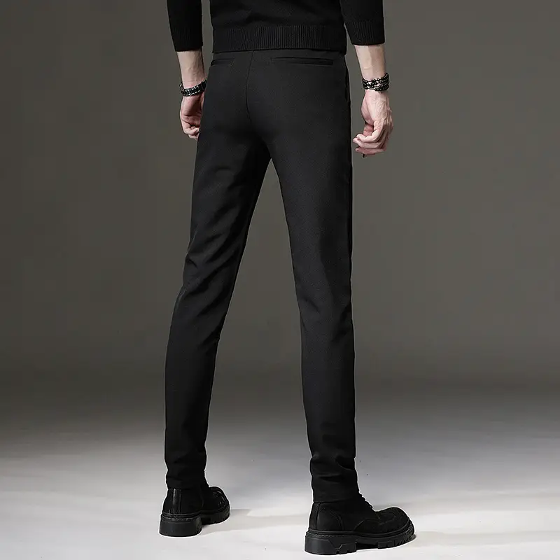 Men Slim Black Elastic Trousers Casual Business Wear - Image 6