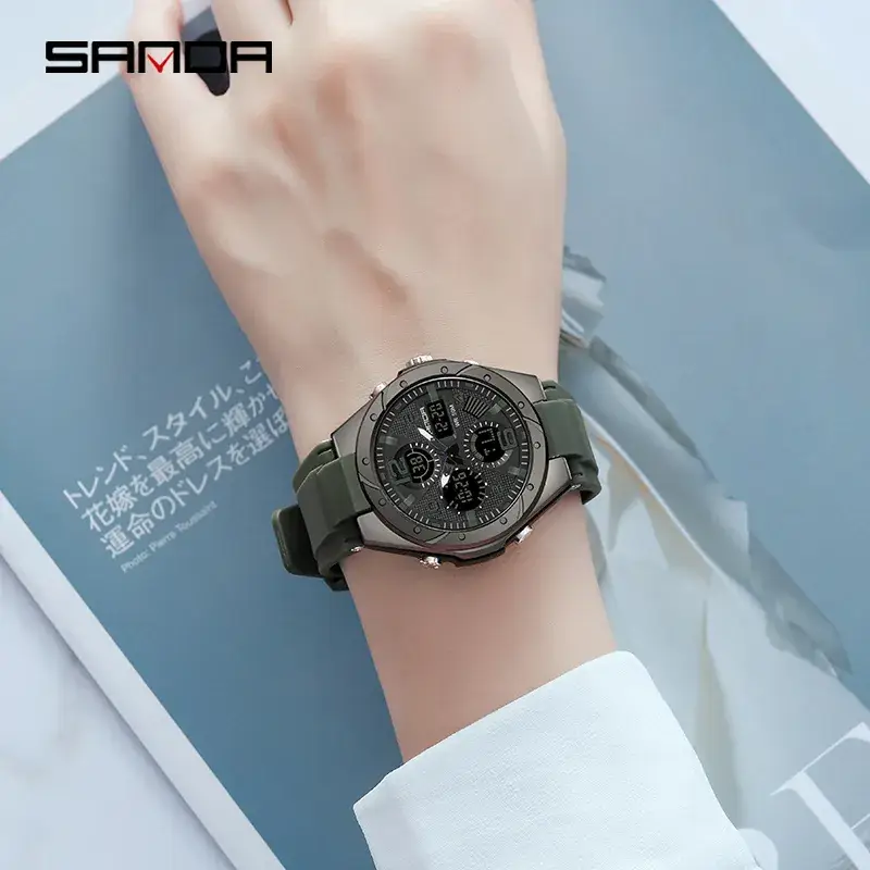 Sanda Waterproof Men's Dual Display Watch Light Blue - Image 12