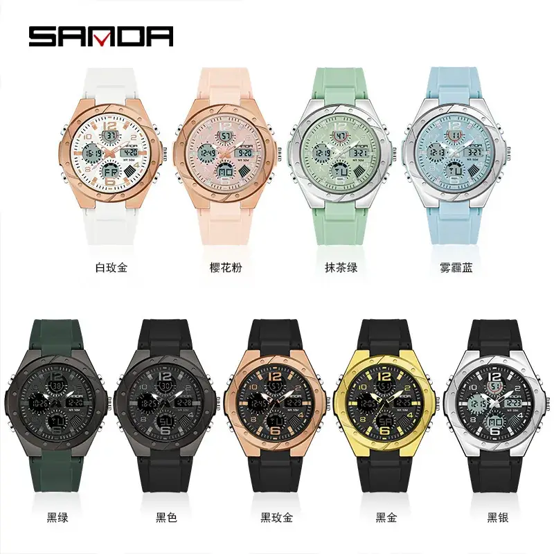 Sanda Waterproof Men's Dual Display Watch Light Blue - Image 13