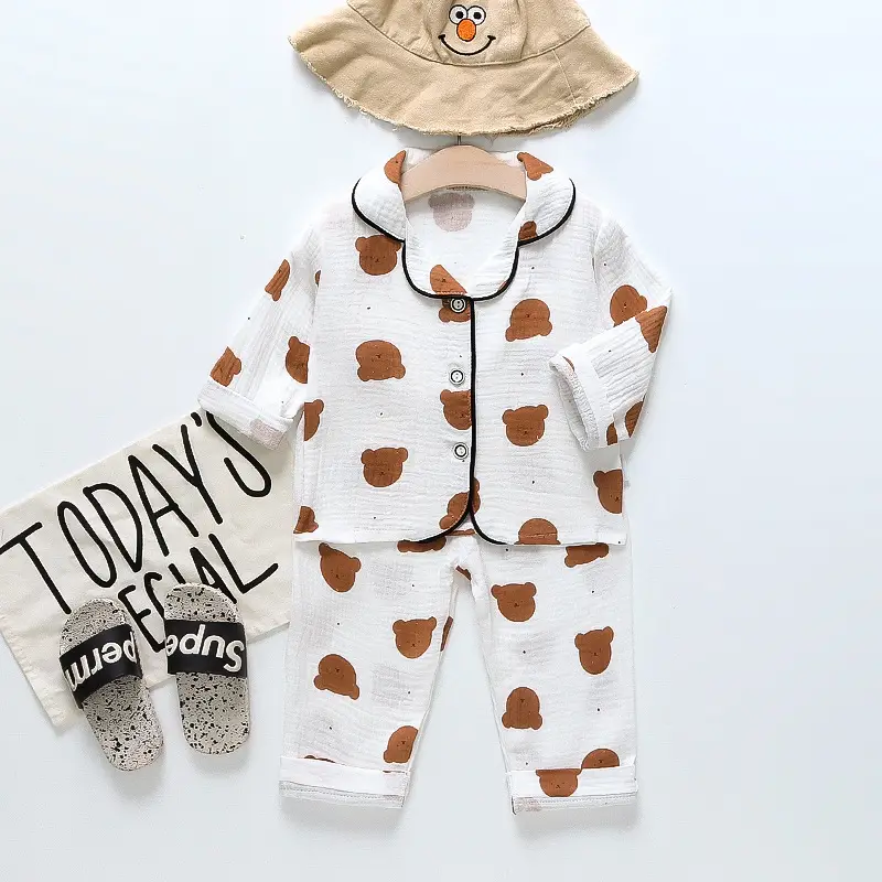 Kids Cotton Bear Pajamas Set for Boys Girls - Image 24