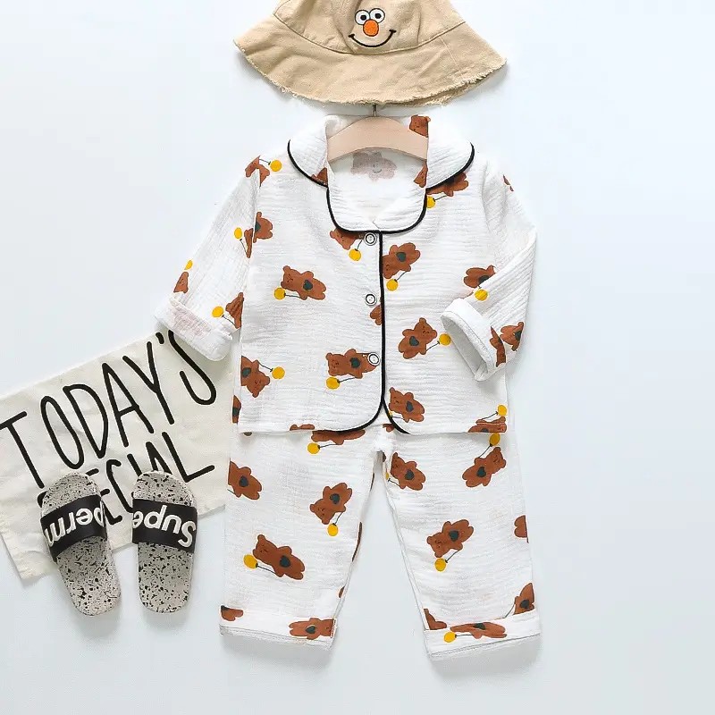Kids Cotton Bear Pajamas Set for Boys Girls - Image 25