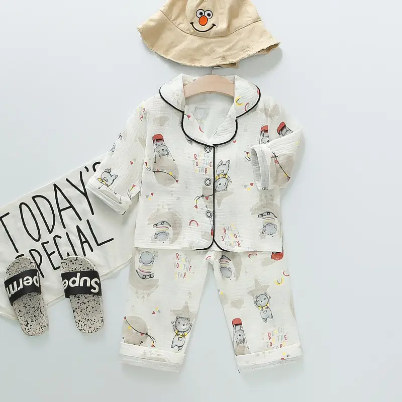 Kids Cotton Bear Pajamas Set for Boys Girls - Image 5