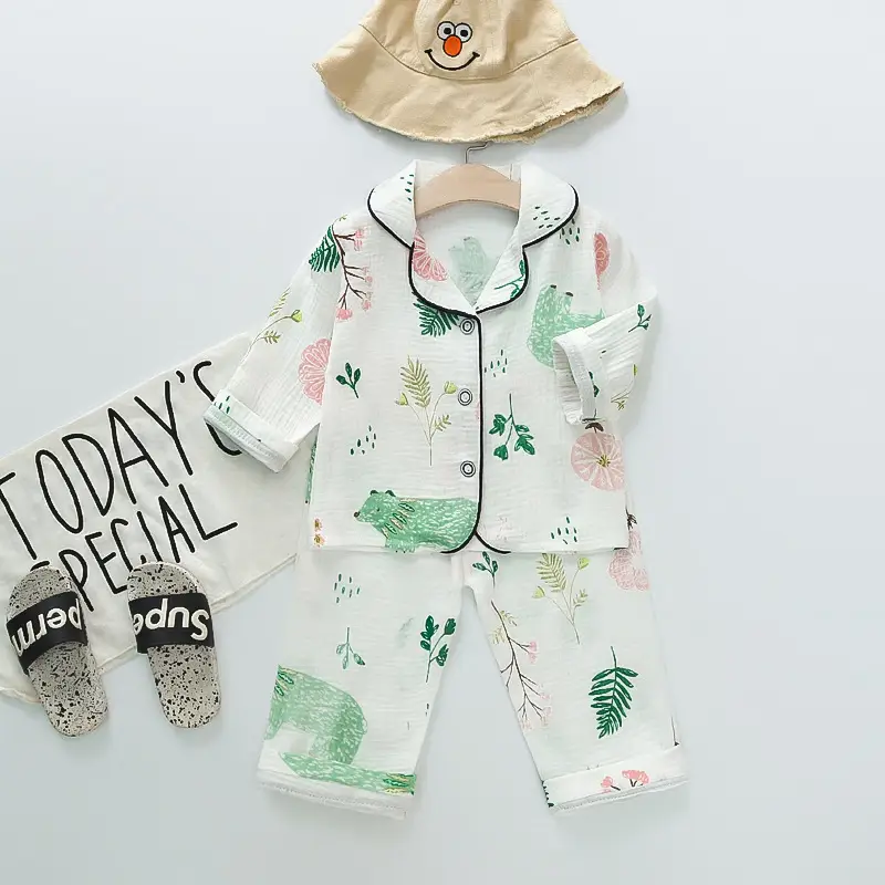 Kids Cotton Bear Pajamas Set for Boys Girls - Image 8