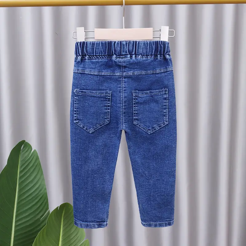 Girls Blue Heart Print Skinny Jeans Spring Autumn Wear - Image 4