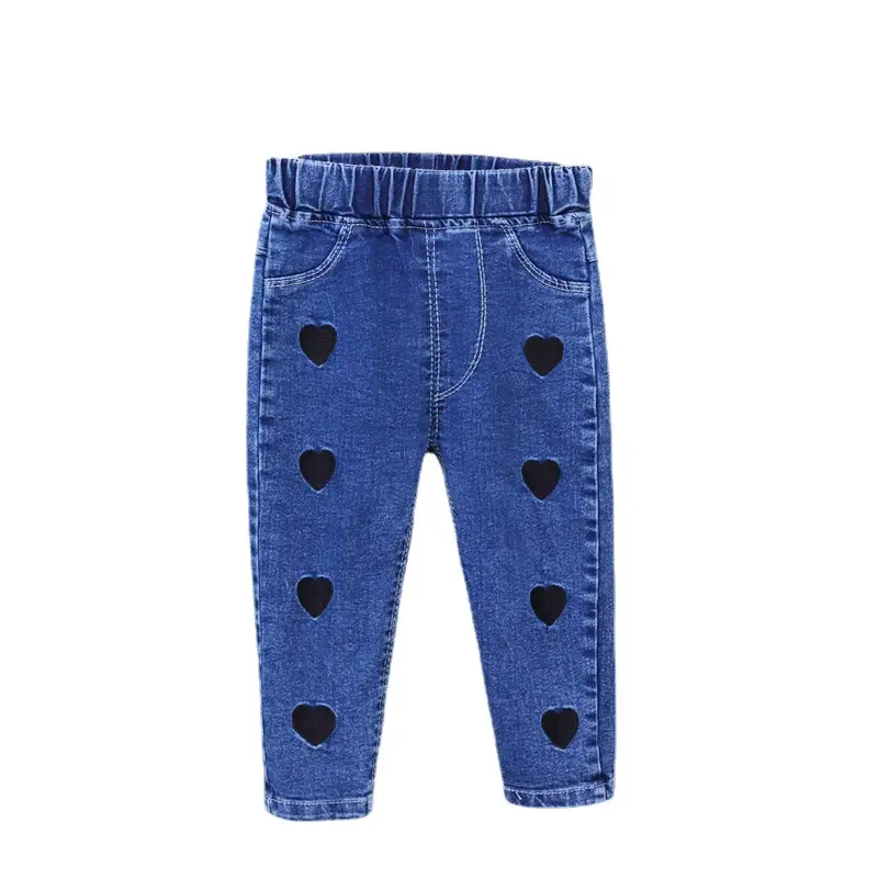Girls Blue Heart Print Skinny Jeans Spring Autumn Wear - Image 5