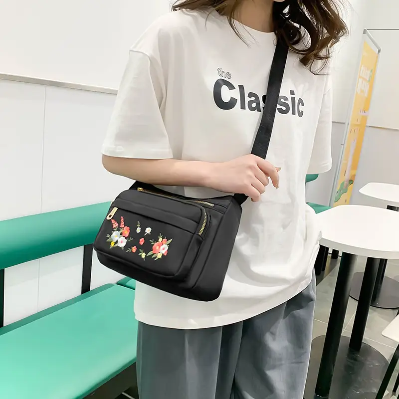 Women's Floral Crossbody Bag Black Grey 2024 - Image 3