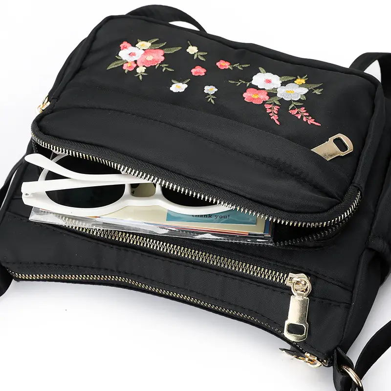 Women's Floral Crossbody Bag Black Grey 2024 - Image 5