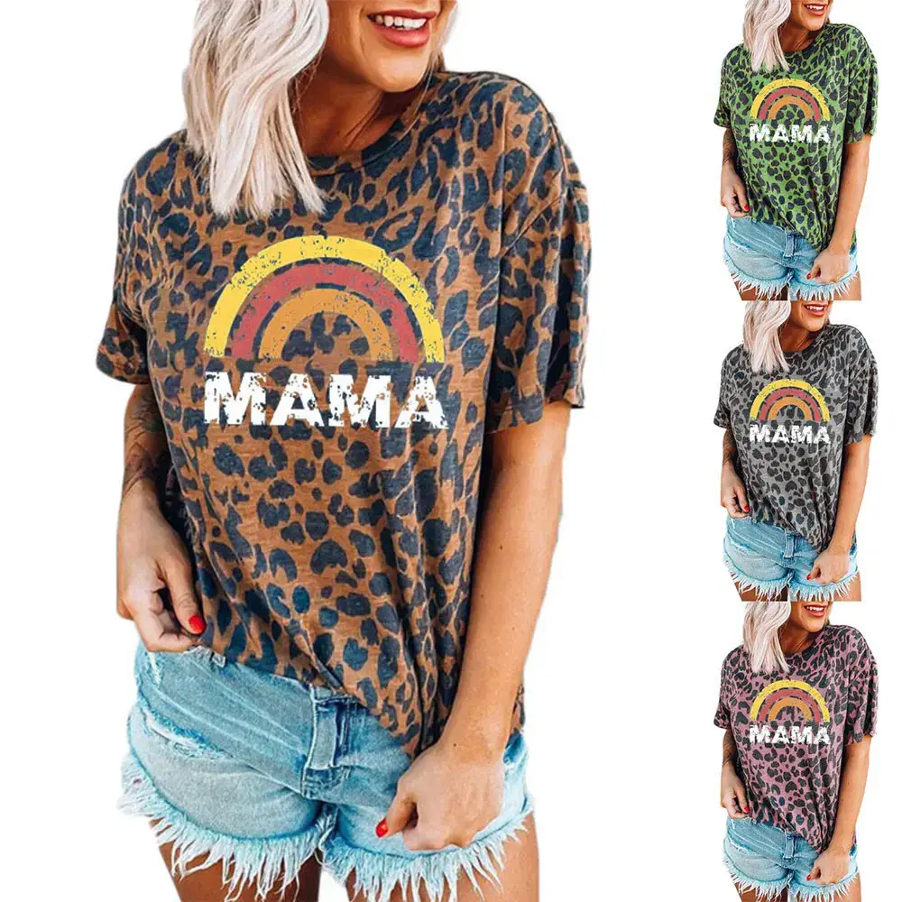 Leopard Print Momma T-Shirt Women Summer Wear