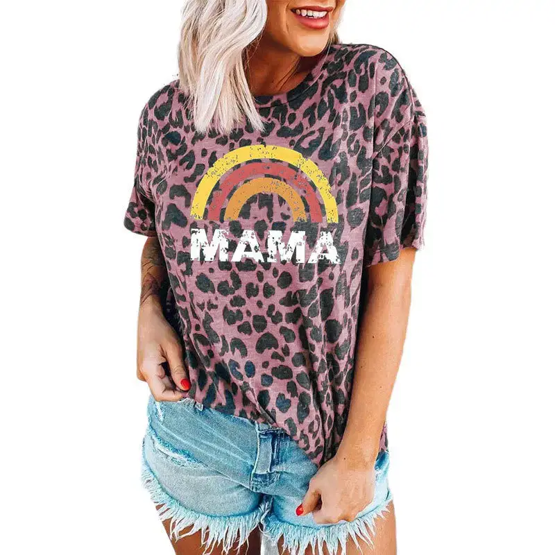 Leopard Print Momma T-Shirt Women Summer Wear