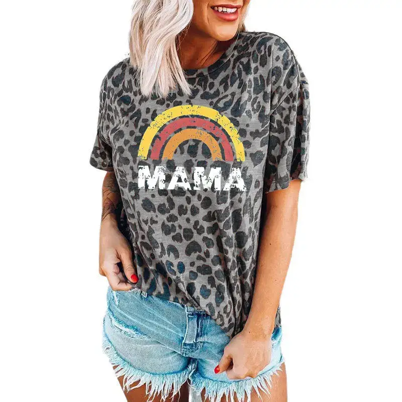 Leopard Print Momma T-Shirt Women Summer Wear