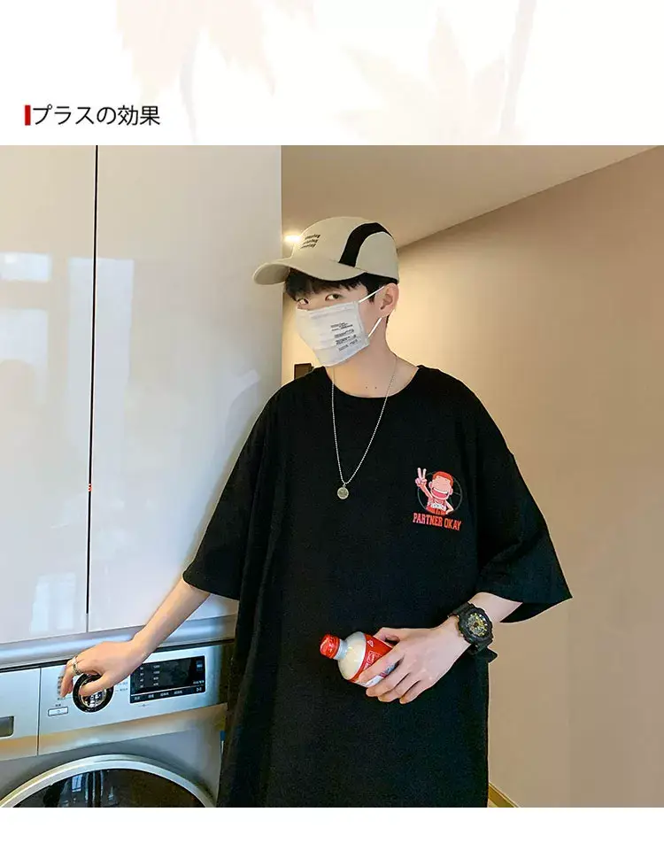 Men's Printed T-Shirt White Blue Cap Summer Style — feature 12
