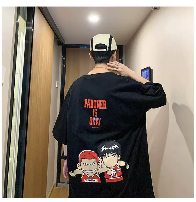 Men's Printed T-Shirt White Blue Cap Summer Style — feature 14