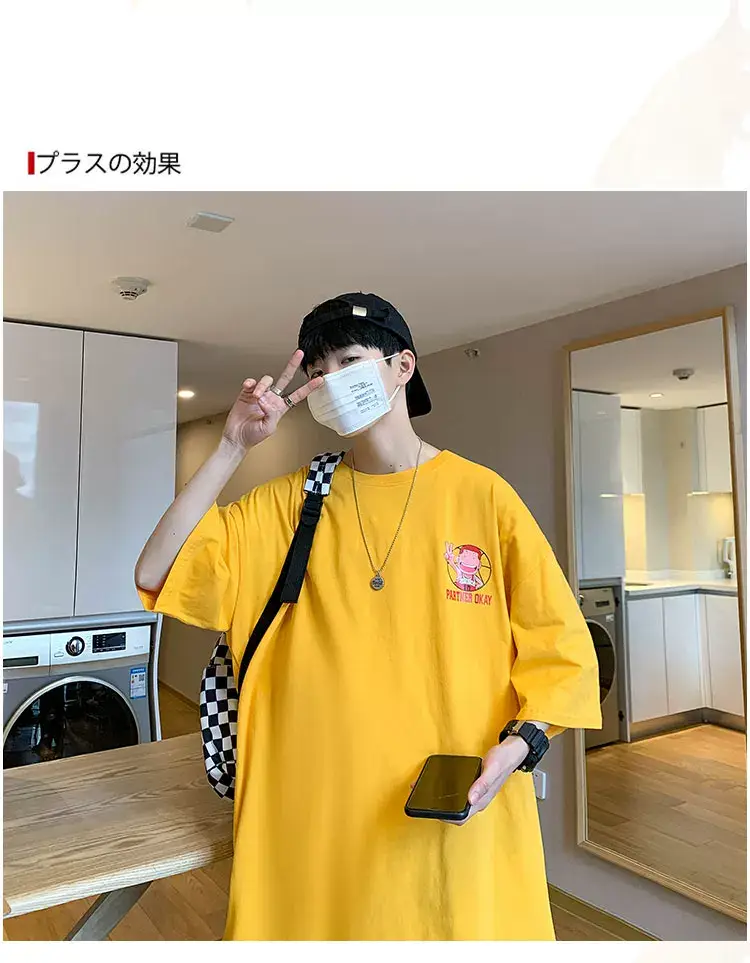 Men's Printed T-Shirt White Blue Cap Summer Style — feature 15