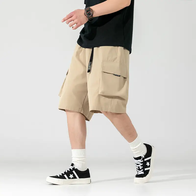 Men's Beige Snap-On Cargo Shorts 2025 Summer