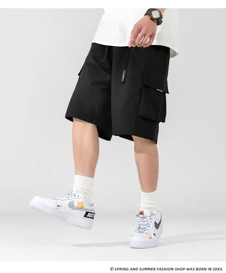 Men's Beige Snap-On Cargo Shorts 2025 Summer — feature 10