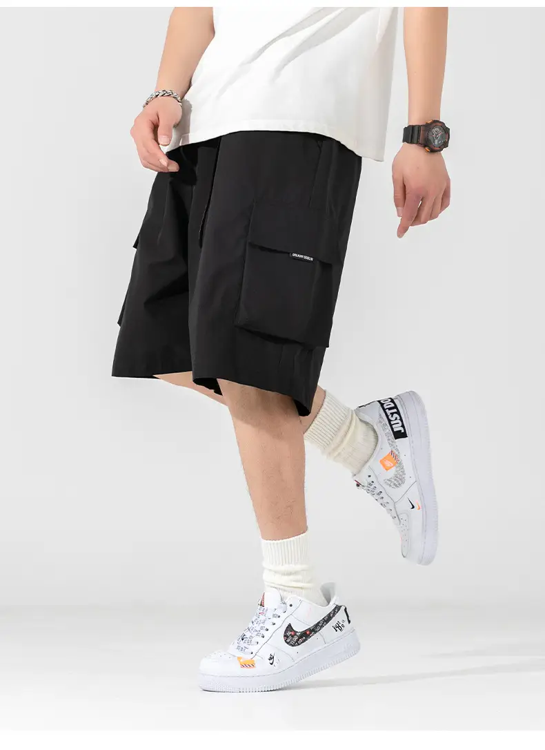 Men's Beige Snap-On Cargo Shorts 2025 Summer — feature 11