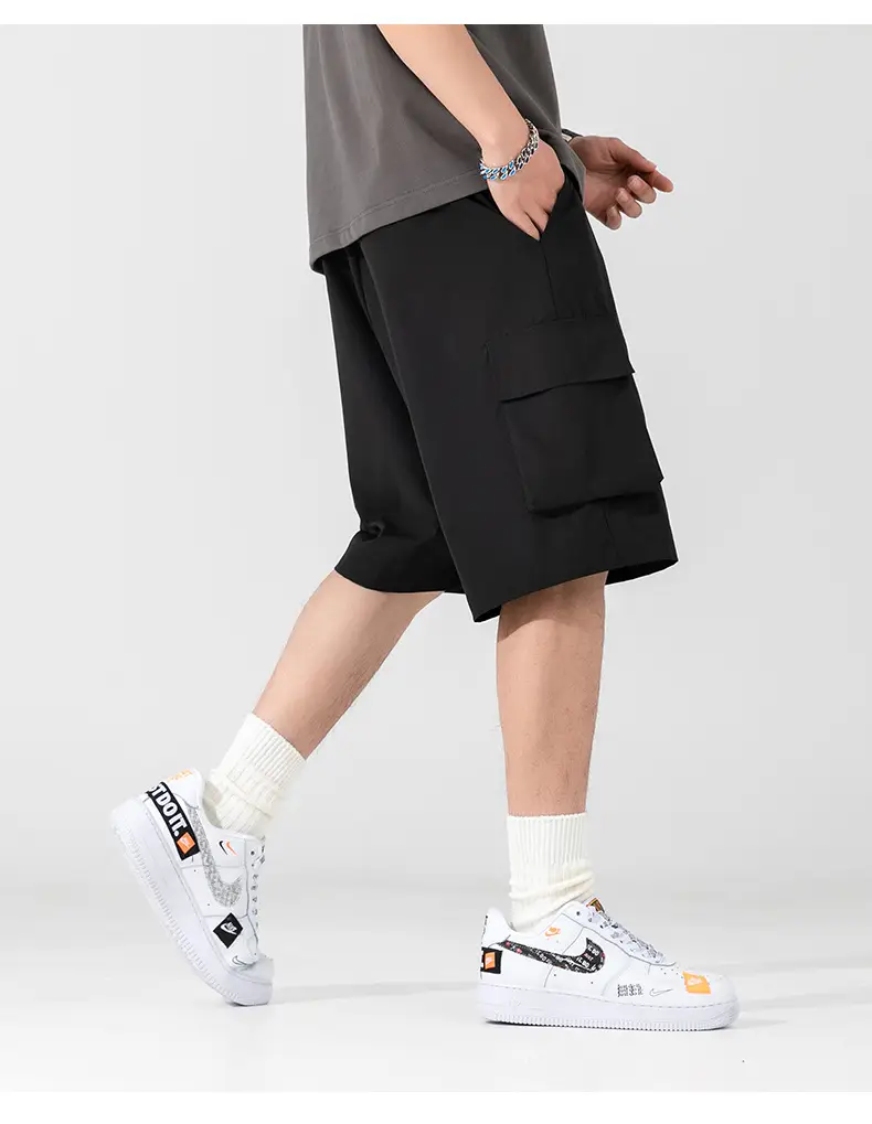 Men's Beige Snap-On Cargo Shorts 2025 Summer — feature 13