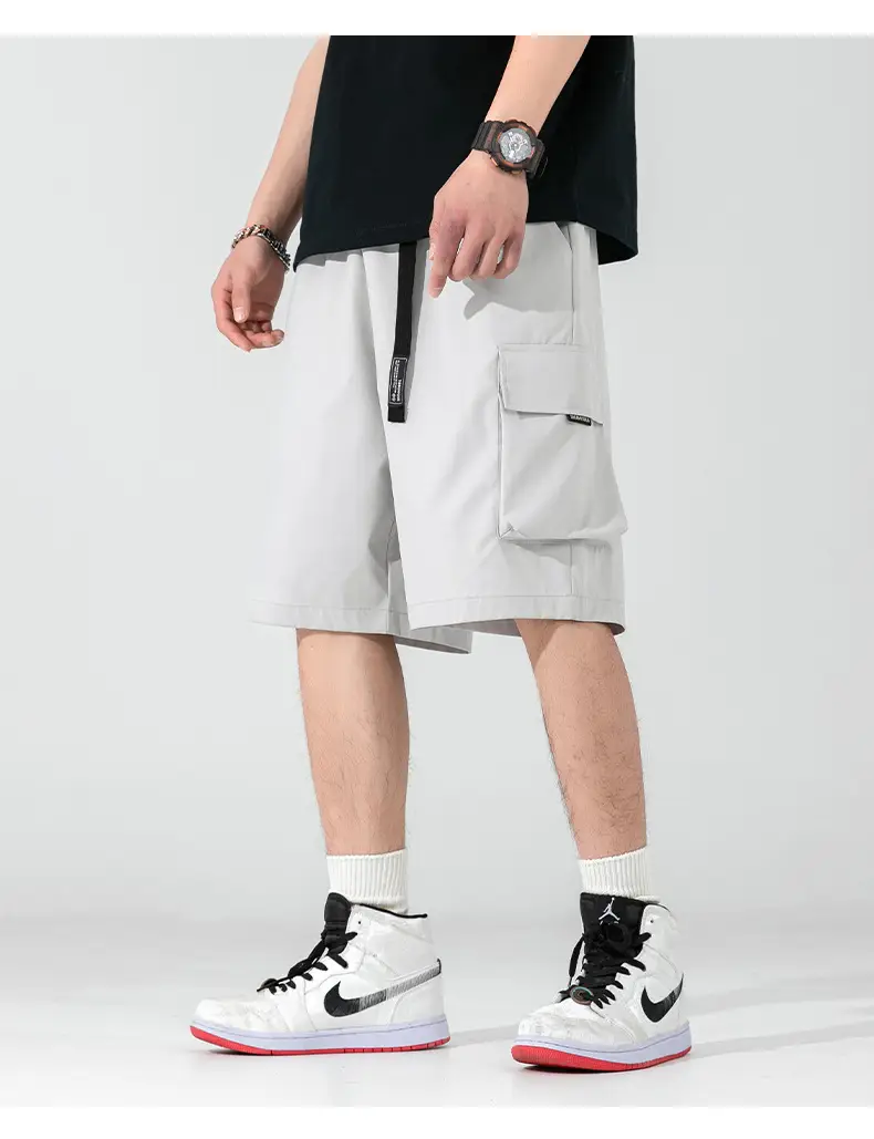 Men's Beige Snap-On Cargo Shorts 2025 Summer — feature 14