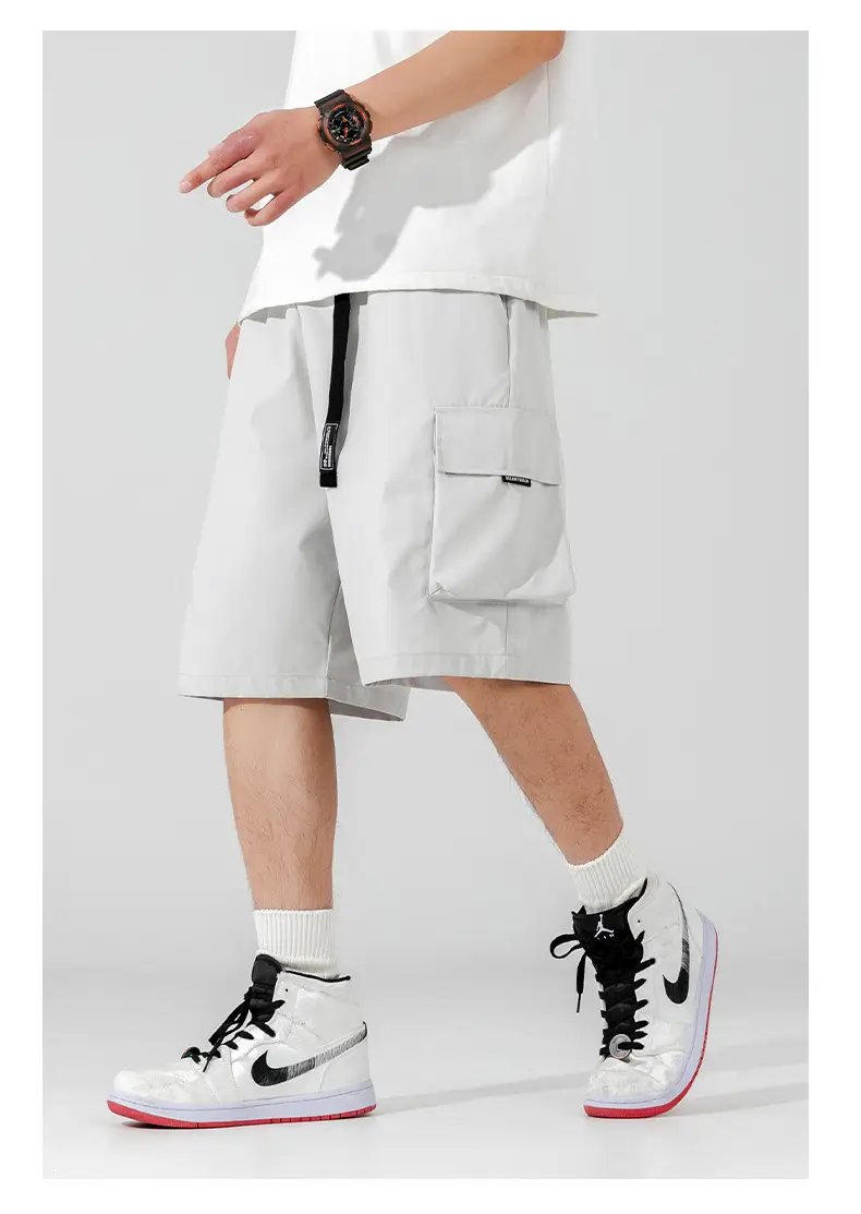 Men's Beige Snap-On Cargo Shorts 2025 Summer — feature 15