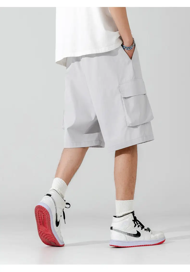 Men's Beige Snap-On Cargo Shorts 2025 Summer — feature 18