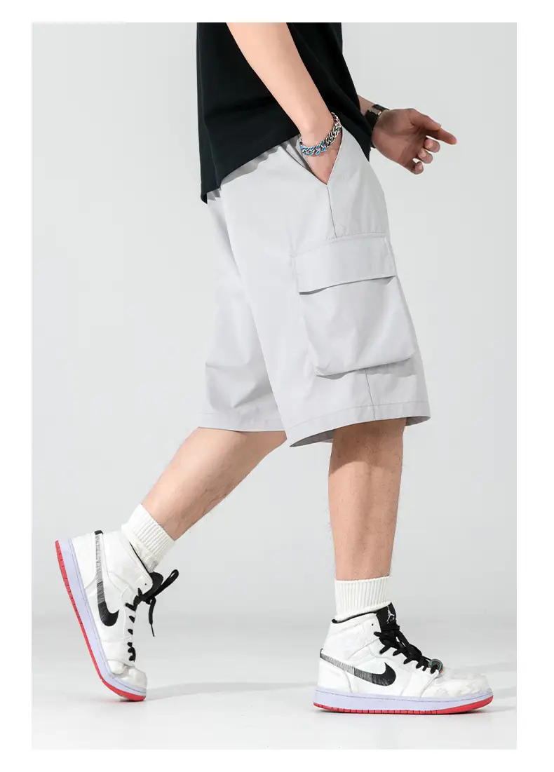 Men's Beige Snap-On Cargo Shorts 2025 Summer — feature 19