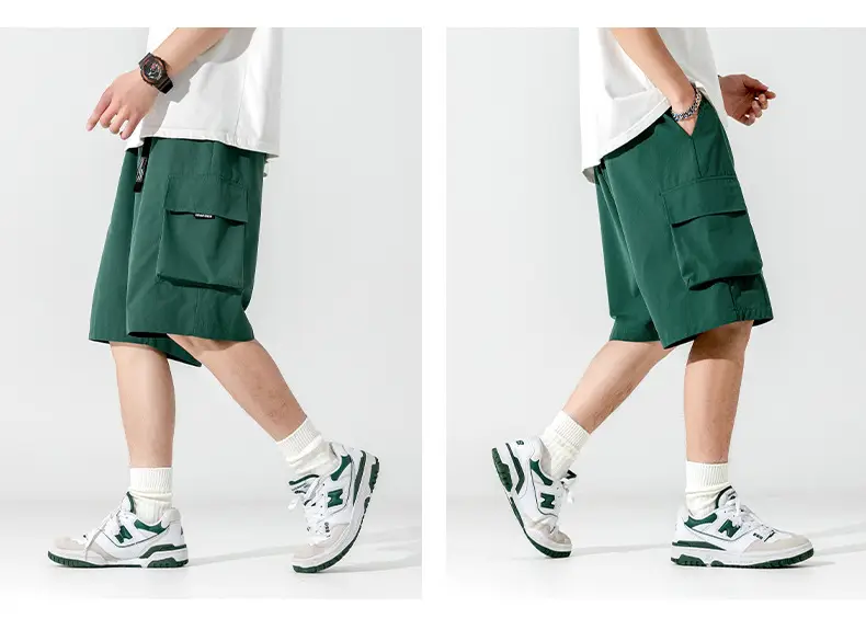 Men's Beige Snap-On Cargo Shorts 2025 Summer — feature 23