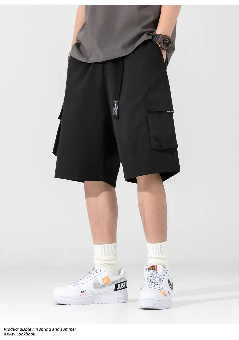 Men's Beige Snap-On Cargo Shorts 2025 Summer — feature 8