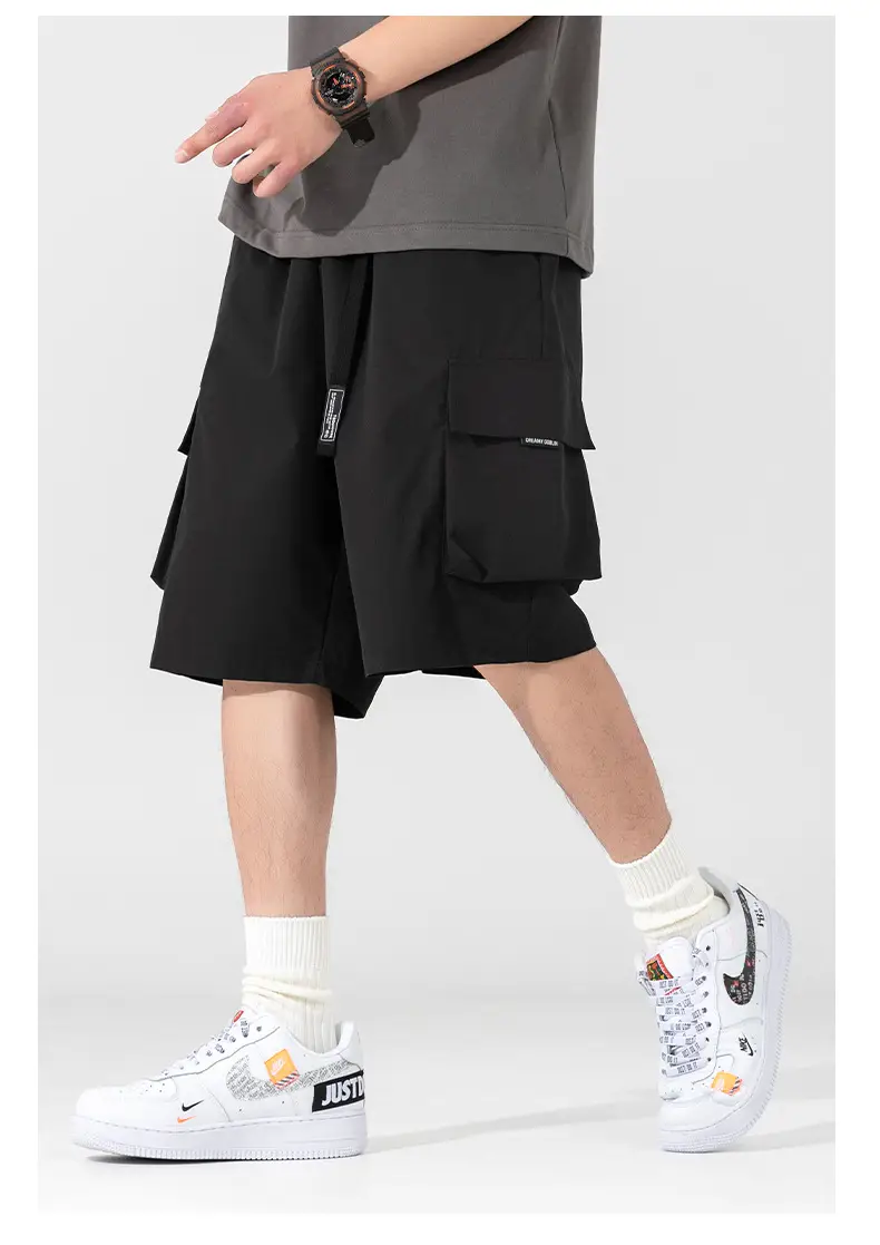 Men's Beige Snap-On Cargo Shorts 2025 Summer — feature 9