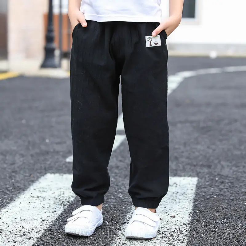 Children Cotton Anti-Mosquito Pants Orange Pocket Casual