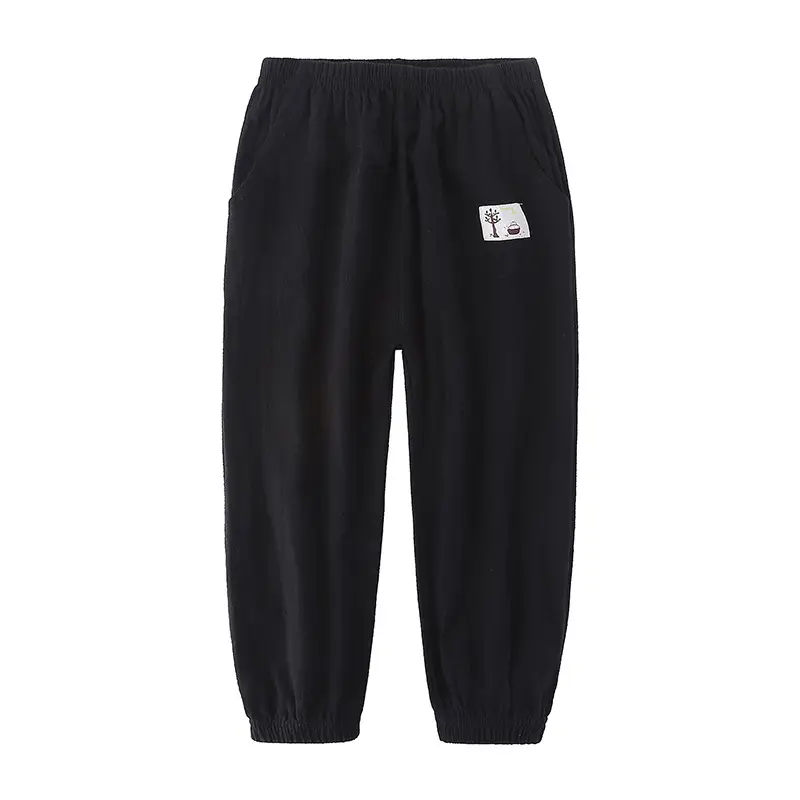 Children Cotton Anti-Mosquito Pants Orange Pocket Casual