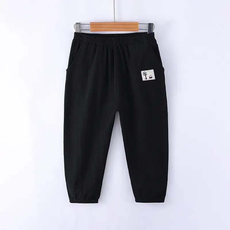 Children Cotton Anti-Mosquito Pants Orange Pocket Casual